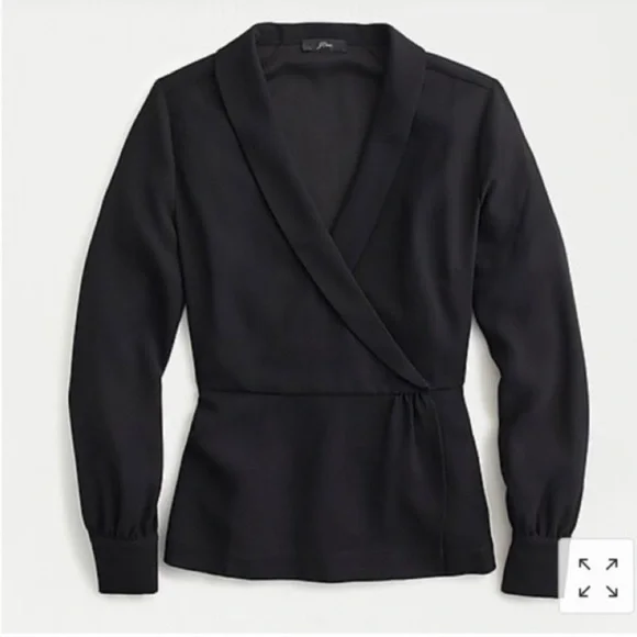 NEW J. Crew Drapey Faux Wrap Top Sz 6 Black - Picture 11 of 11